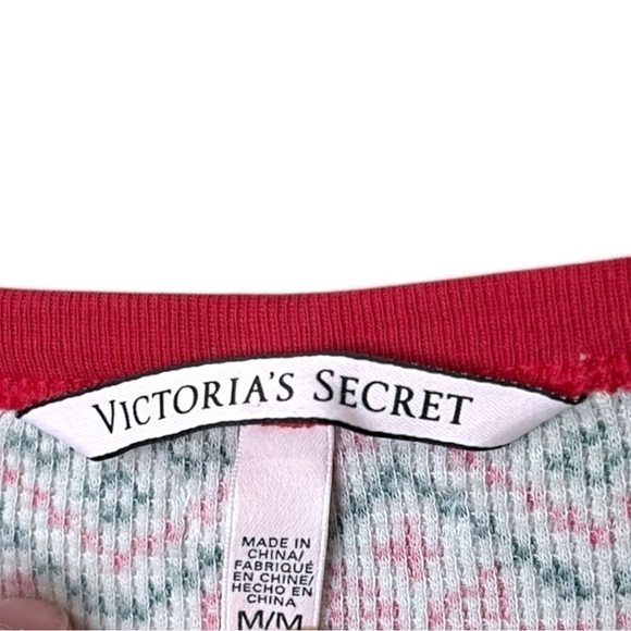 Victoria’s Secret Thermal Henley Holiday Print Pajama Cotton Blend Romper Size M - Picture 4 of 7